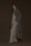 Mutedance 24 Autumn and Winter Collarless Buttoned Belt Long Coat MD-MD24FW19-GRAY MD24FW19 MD24FW20